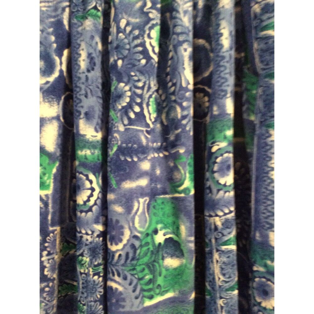 Vintage Koret Size 12 Blue Capri Cropped Flowy Super Wide Legged Floral - Picture 2 of 3